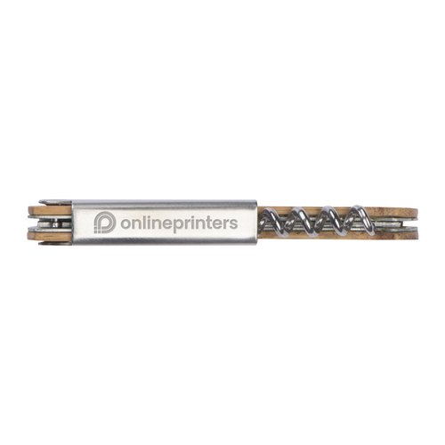 Holz- und Metall-Kellnermesser mit Korkenzieher und Klinge.