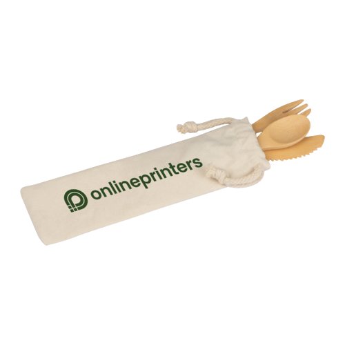Bambus Besteckset mit Messer, Gabel und Lffel.