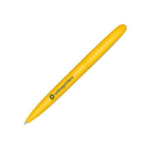 Gelber Bio-Drehkugelschreiber mit Mine und Clip.