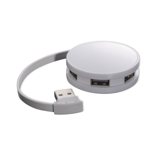 Weisser USB-Hub aus Kunststoff mit 4 Anschl�ssen.