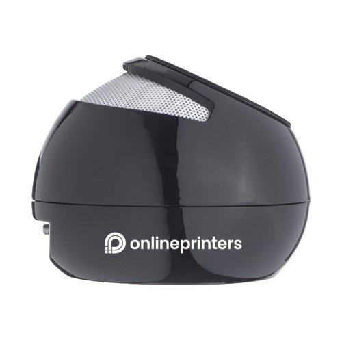 Schwarzer Bluetooth-Lautsprecher in Kugelform.