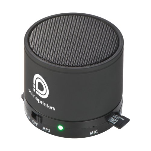 Schwarzer Bluetooth Lautsprecher mit Micro SD Kartenleser.