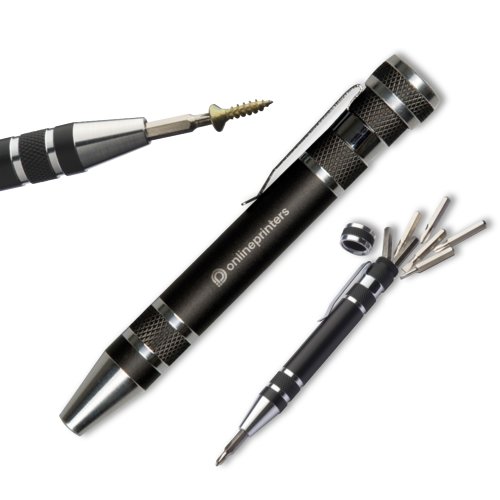 Schwarzes Metall Schraubendreher-Set mit verschiedenen Aufstzen.