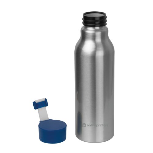 Blaue Aluminium-Trinkflasche mit Schraubverschluss.