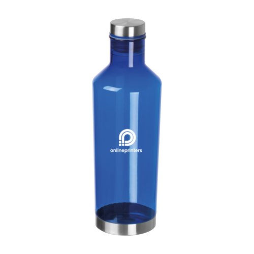 Blaue Tritan-Trinkflasche mit Schraubverschluss.