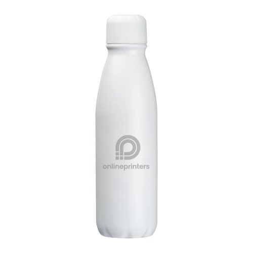 Weie Aluminium-Trinkflasche mit Schraubverschluss.