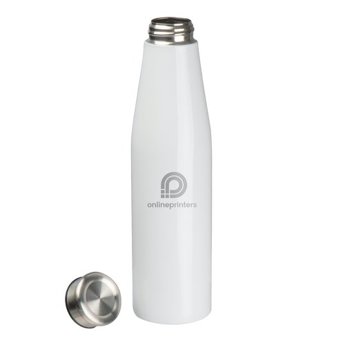 Weie Metall-Trinkflasche mit Schraubverschluss.