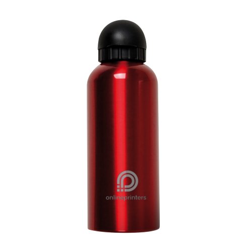Rote Metall-Trinkflasche mit Schraubverschluss.