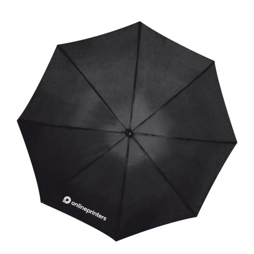 Schwarzer Sturm-Regenschirm mit stabilem Gestell.