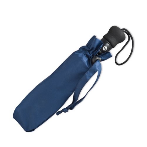 Dunkelblauer Taschenschirm mit Automatikfunktion und passender Hlle.
