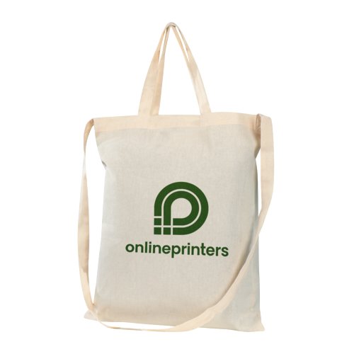 Naturfarbene Baumwolltasche mit drei Tragegriffen.