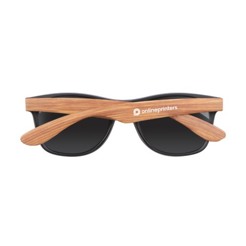 Beige Sonnenbrille mit dunklen Glsern.