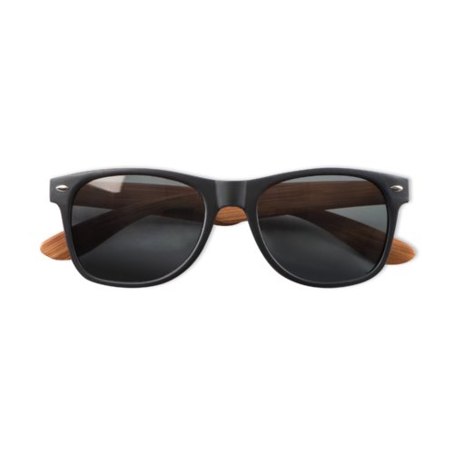 Beige Sonnenbrille mit dunklen Glsern.