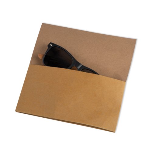 Beige Sonnenbrille mit dunklen Glsern.