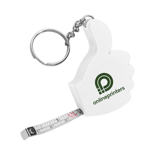 Weier Schlsselanhnger mit Daumen-Form und integriertem Maband.