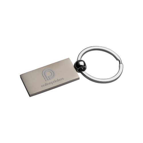 Metall-Schlsselanhnger, rechteckig mit Metallring.