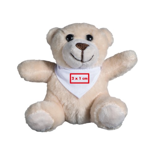 Beiger Plsch-Teddybr mit Halstuch fr Babys.