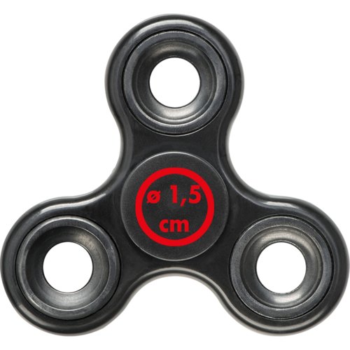 Dunkler Kunststoff-Fidget Spinner mit drei Armen.