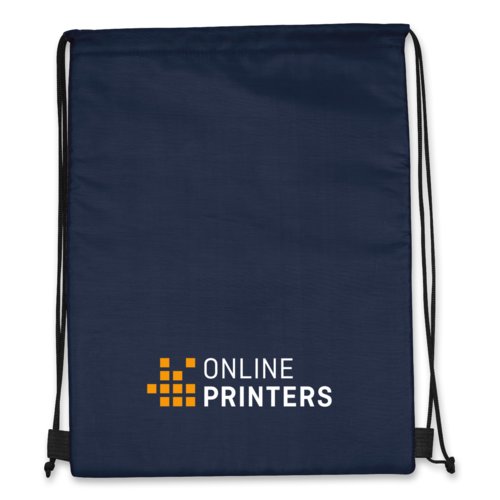 Dunkelblaue K�hltasche/Sportbeutel mit Kordelzug.