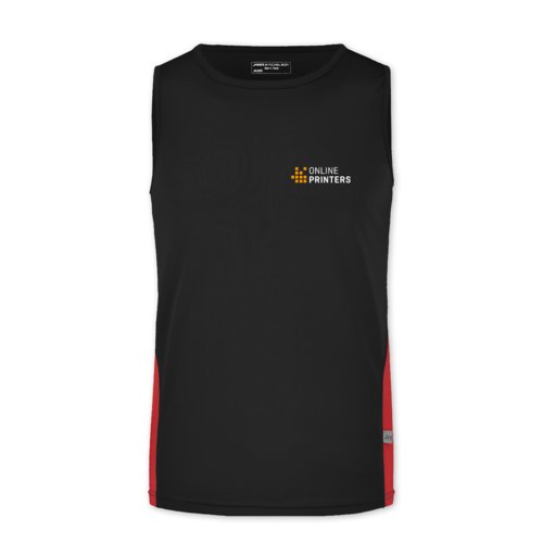 Schwarz-rotes Polyester Tanktop fr Herren.
