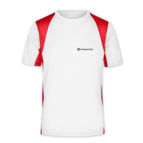 Wei�es/rotes Funktionsshirt aus Polyester f�r Herren.