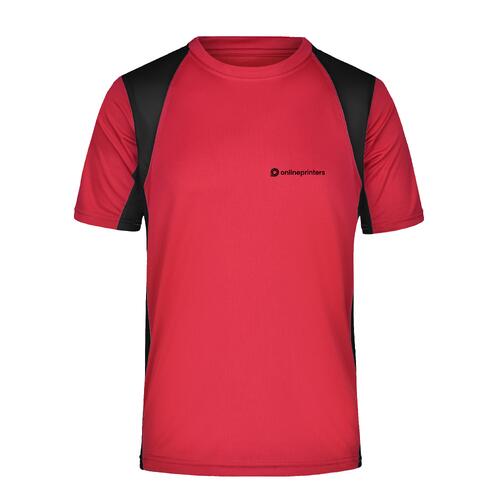 Rotes Funktionsshirt aus Polyester mit kurzen �rmeln.