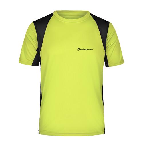 Neongelbes Funktionsshirt aus Polyester f�r Herren mit kurzen �rmeln.