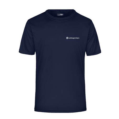 Schwarzblaues Polyester T-Shirt f�r Herren mit kurzen �rmeln.