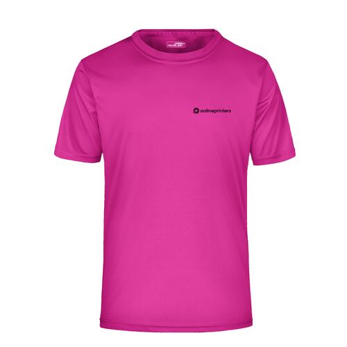 Pinkes Polyester T-Shirt mit kurzen �rmeln.