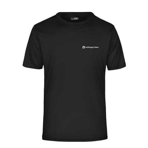 Schwarzes Polyester T-Shirt mit kurzen �rmeln f�r Herren.