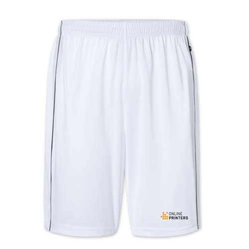 Weie Polyester-Shorts mit elastischem Bund und Kordelzug.