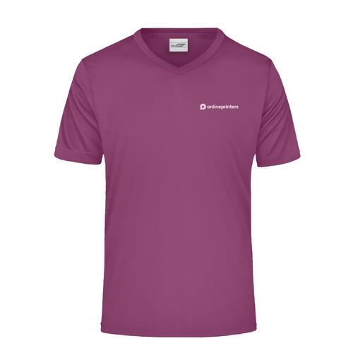 Violettes Polyester V-Shirt f�r Herren.