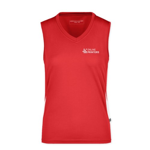 Rotes und weies Tanktop aus Polyester fr Damen.