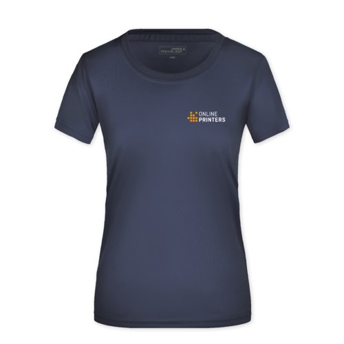 Schwarzblaues Polyester T-Shirt fr Damen.