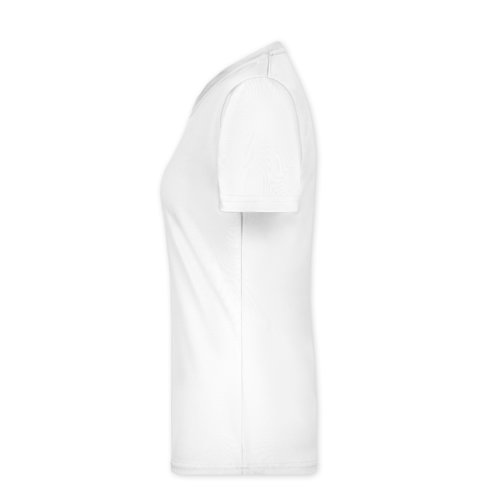 Weies Polyester T-Shirt fr Damen mit kurzen rmeln.