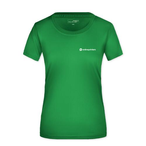 Gr�nes Damen T-Shirt aus Funktionsmaterial mit kurzen �rmeln.