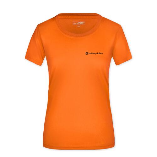 Oranges Polyester Damen T-Shirt mit kurzen �rmeln.