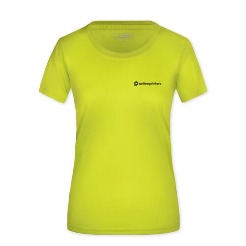 Neongelbes Polyester T-Shirt f�r Damen mit kurzen �rmeln.