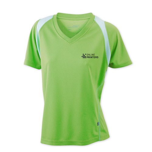 Sportliches Damen-Laufshirt mit V-Ausschnitt und kurzen rmeln.