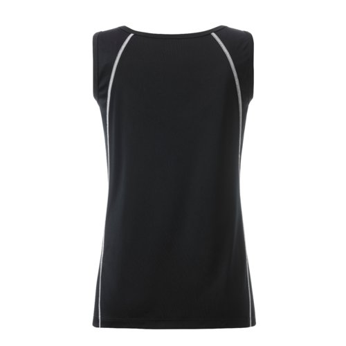 Schwarz-weies Sport-Tanktop aus Polyester fr Damen.