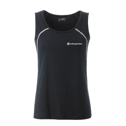 Damen Sport Tanktop aus atmungsaktivem Material mit Racerback-Design.