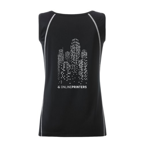 Schwarz-weies Sport-Tanktop aus Polyester fr Damen.