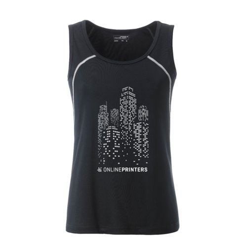 Schwarz-weies Tanktop aus Polyester fr Damen.