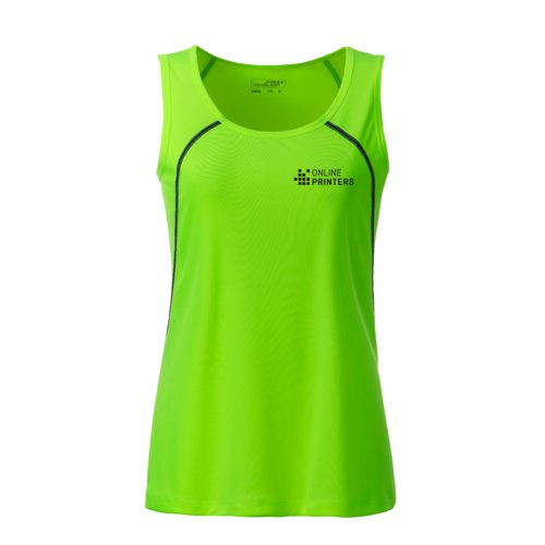 Neongrnes Polyester-Tanktop fr Damen.