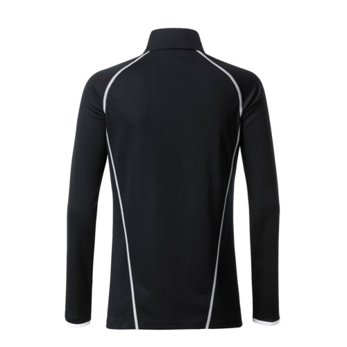 Schwarz-weies Langarmshirt aus Polyester fr Damen.
