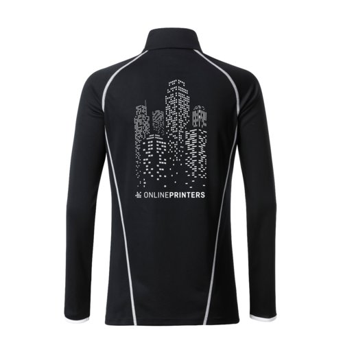 Schwarz-weies Langarmshirt aus Polyester fr Damen.