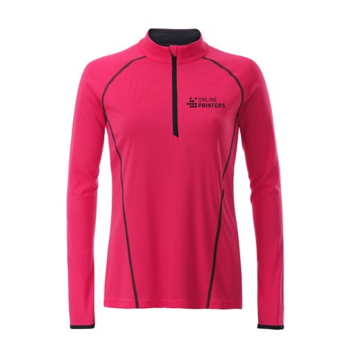 Pinkes Langarmshirt aus Polyester mit Reiverschluss fr Damen.