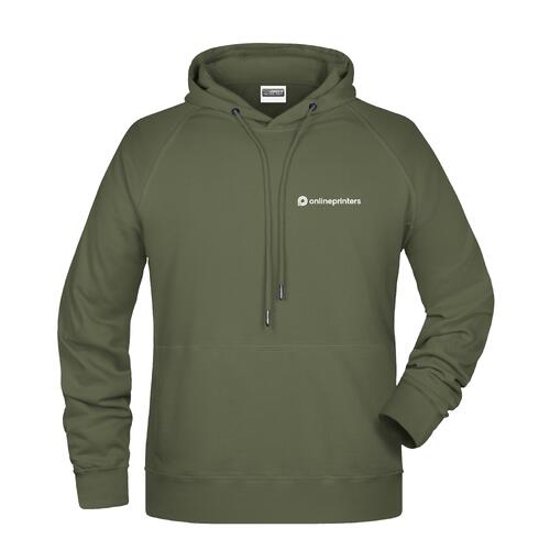 Gr�ner Hoodie aus Stoff mit Kapuze und Kordelzug f�r Herren.