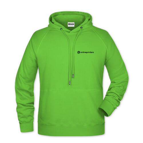 Apfelgr�ner Hoodie aus Baumwollmischung mit Kapuze und Kordelzug.