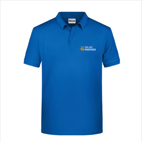 Royalblaues Baumwoll-Poloshirt fr Herren mit kurzer Knopfleiste.